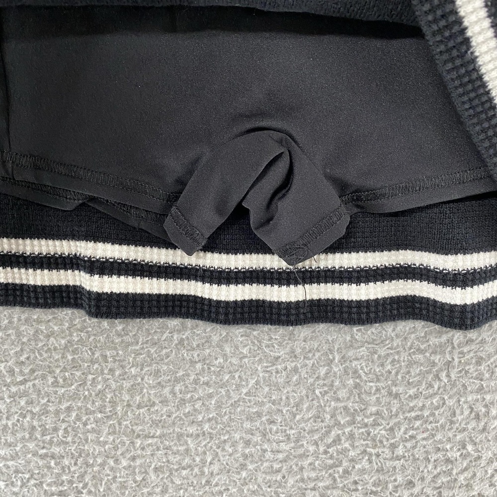 Alo Tennis Knit Skort Womens XS Black Striped Hem Lined Shorts Tennis Preppy - Picture 5 of 14